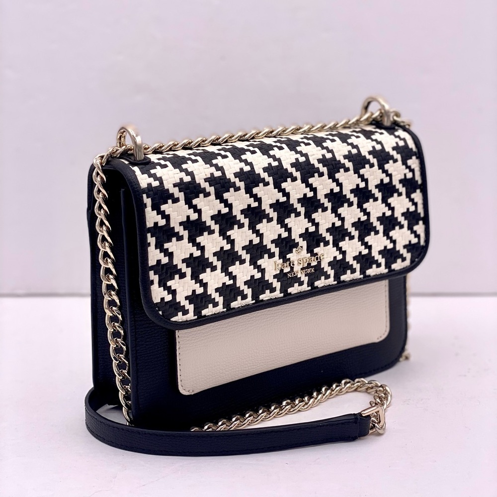 Kate Spade Remi Woven Houndstooth Flap Chain Shoulder Bag Crossbody